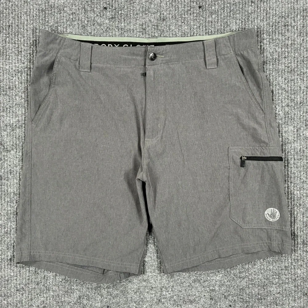 Body Glove Cargo Shorts Mens Size 36 Gray Stretch Lightweight Zip Pocket Summer
